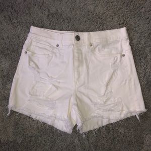 Express white denim shorts